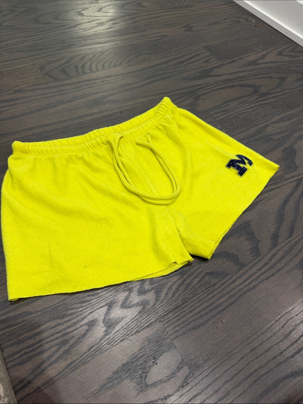 Yellow University of Michigan Game Day Athletic Shorts with Navy M Patch